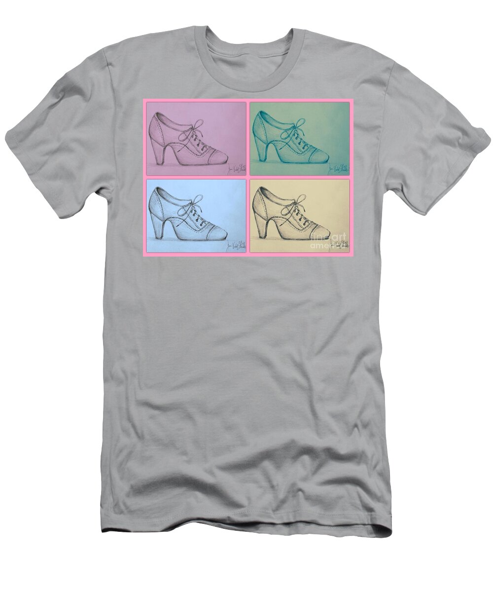 Pop Art T-Shirt featuring the drawing The Right Shoe Pop Art by Joan-Violet Stretch