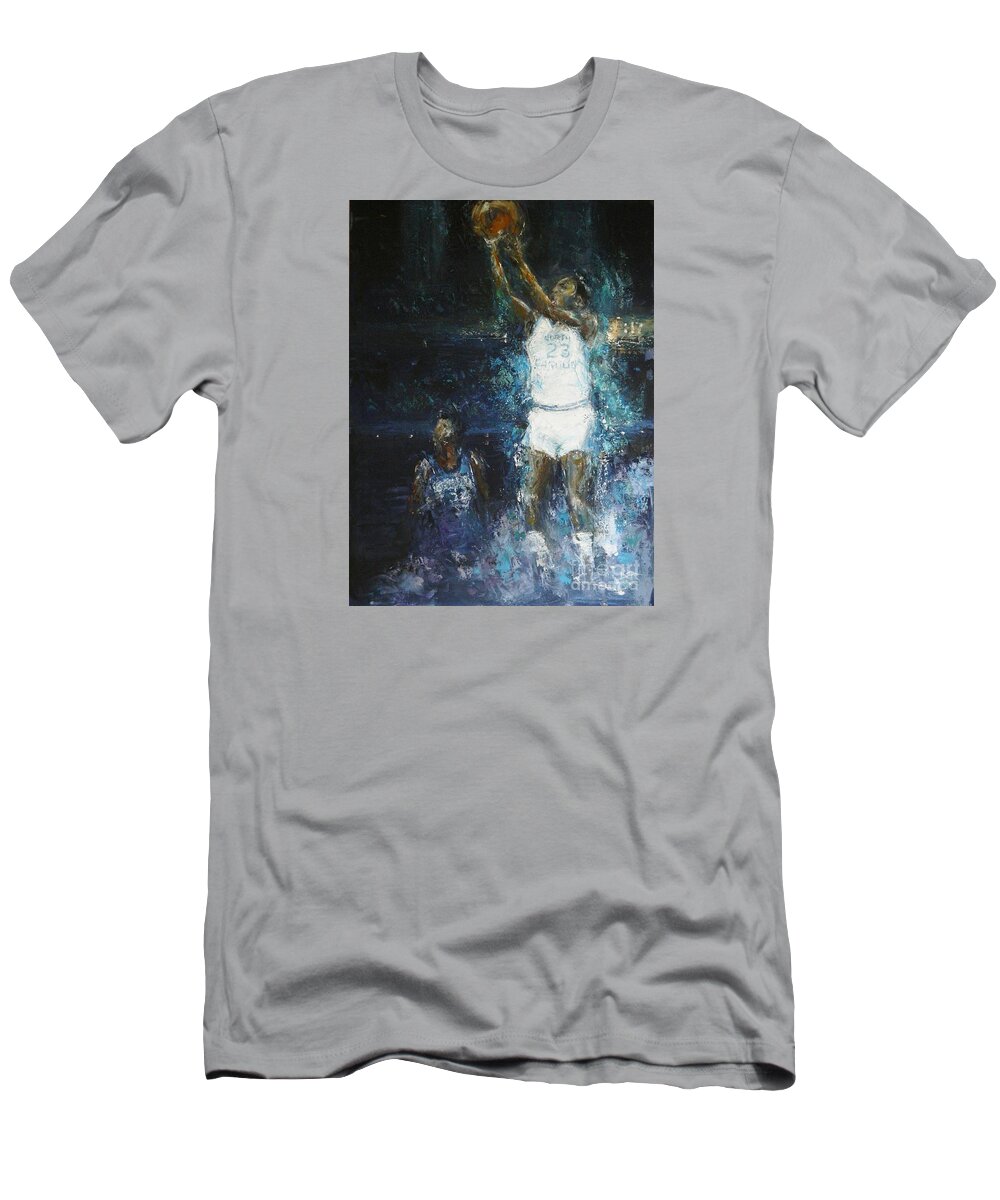 Michael Jordan T-Shirt featuring the painting The Shot by Dan Campbell