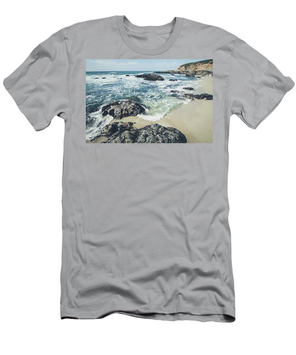 Landscape T-Shirt featuring the photograph The Sunny Shoreline by Margaret Pitcher