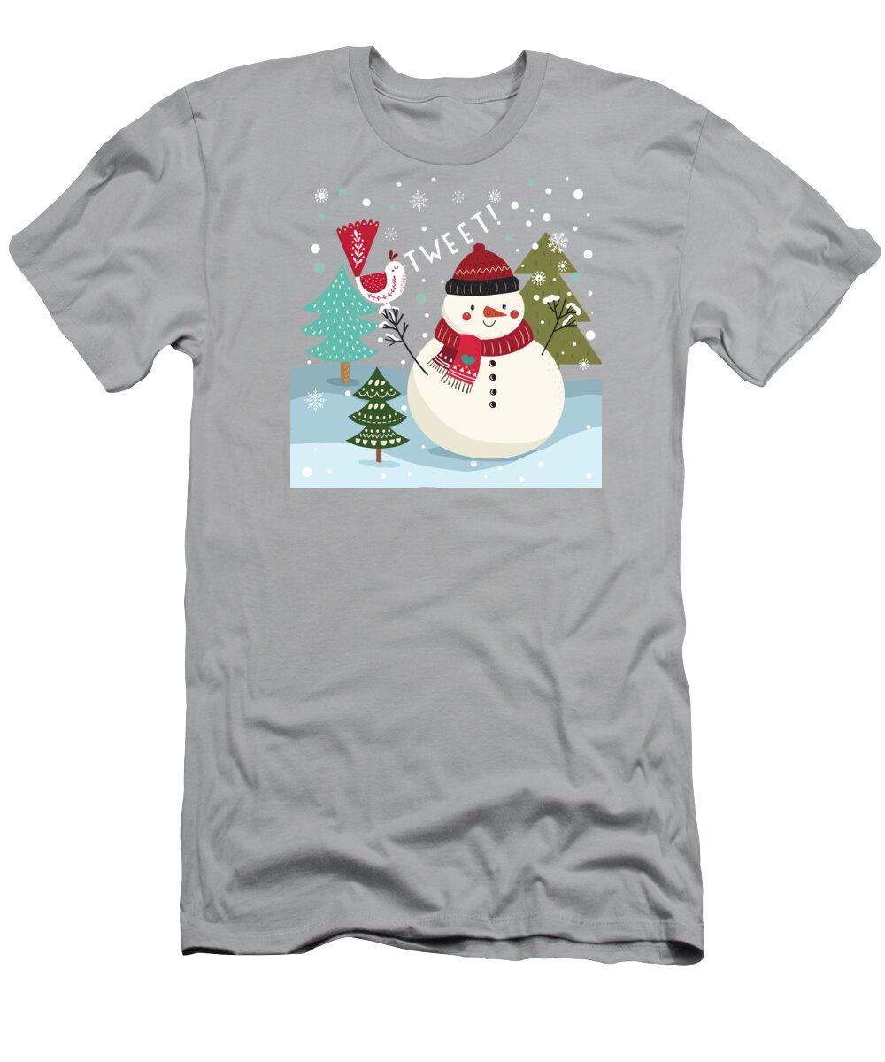 Painting T-Shirt featuring the painting The Sweet Song Of Winter by Little Bunny Sunshine
