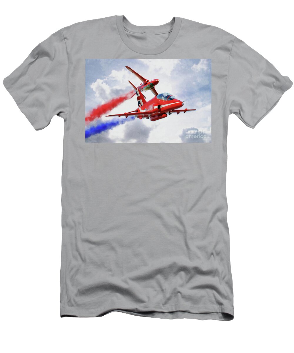 Red Arrows Art T-Shirt featuring the digital art The Synchro Pair by Airpower Art