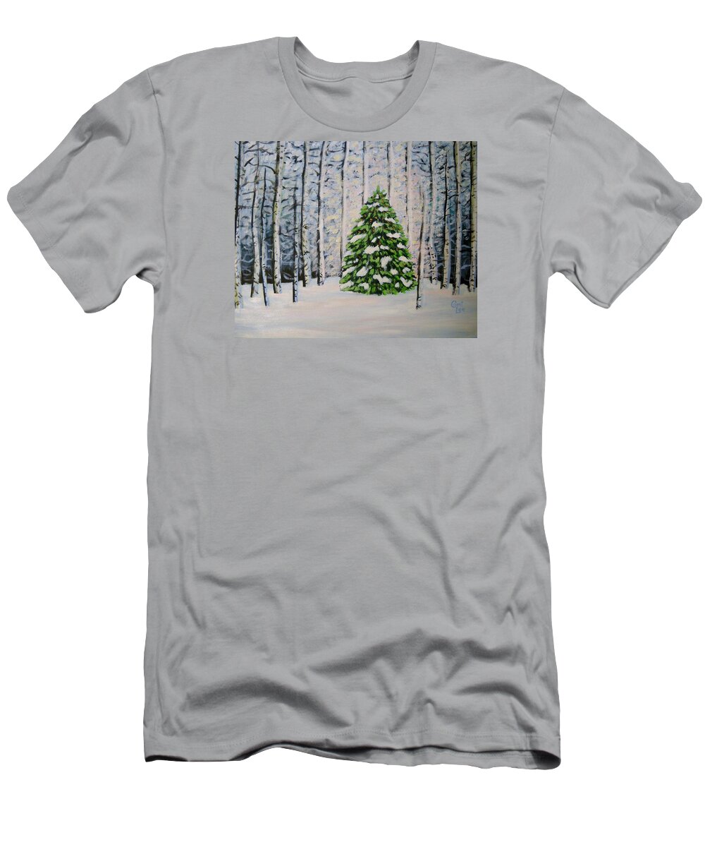 Winter T-Shirt featuring the painting The Tree by Cami Lee