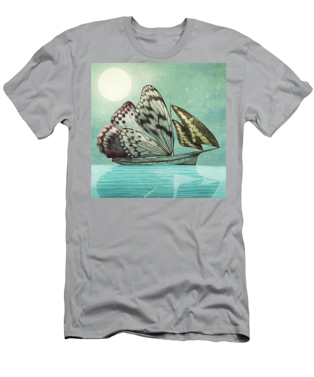 Butterfly T-Shirt featuring the drawing The Voyage by Eric Fan
