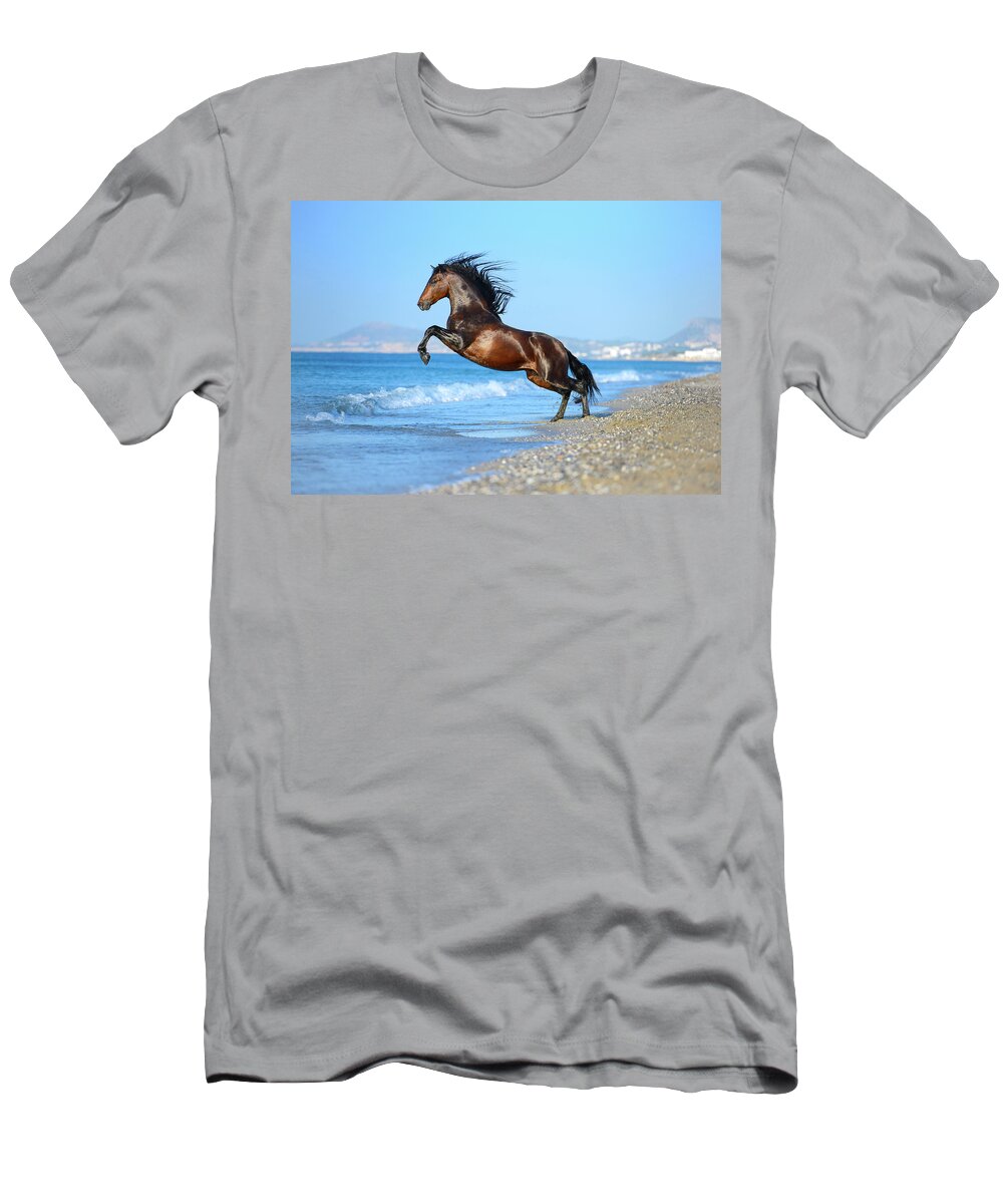 Russian Artists New Wave T-Shirt featuring the photograph The Wave. Andalusian Horse by Ekaterina Druz