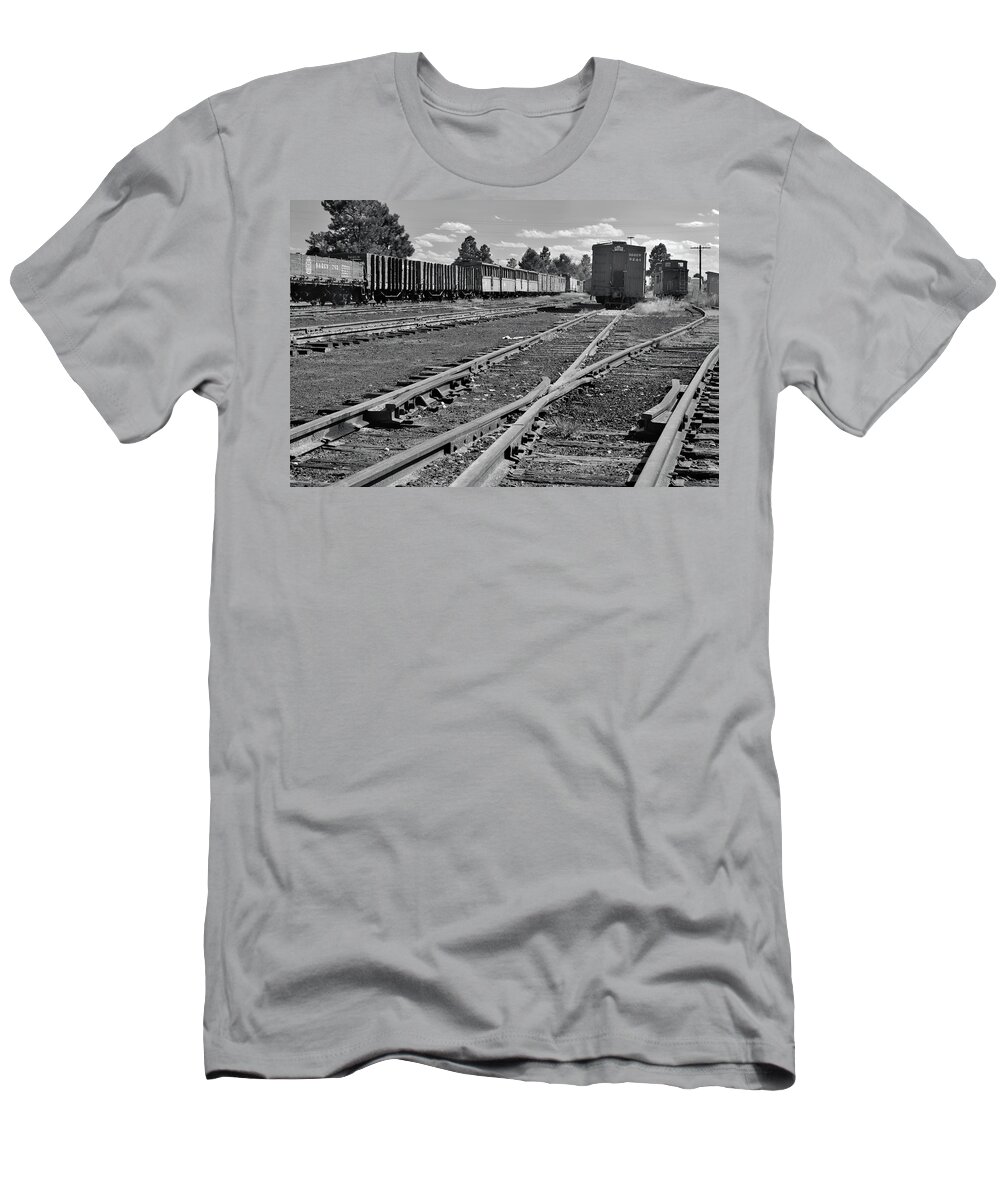 Trains T-Shirt featuring the photograph The Yard by Ron Cline