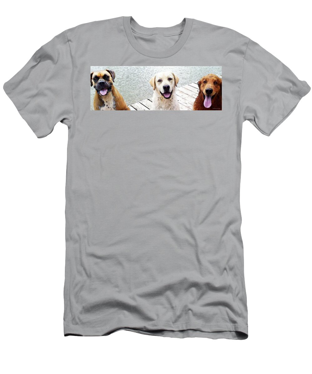 Dog T-Shirt featuring the painting Three Friends by Sharon Cummings