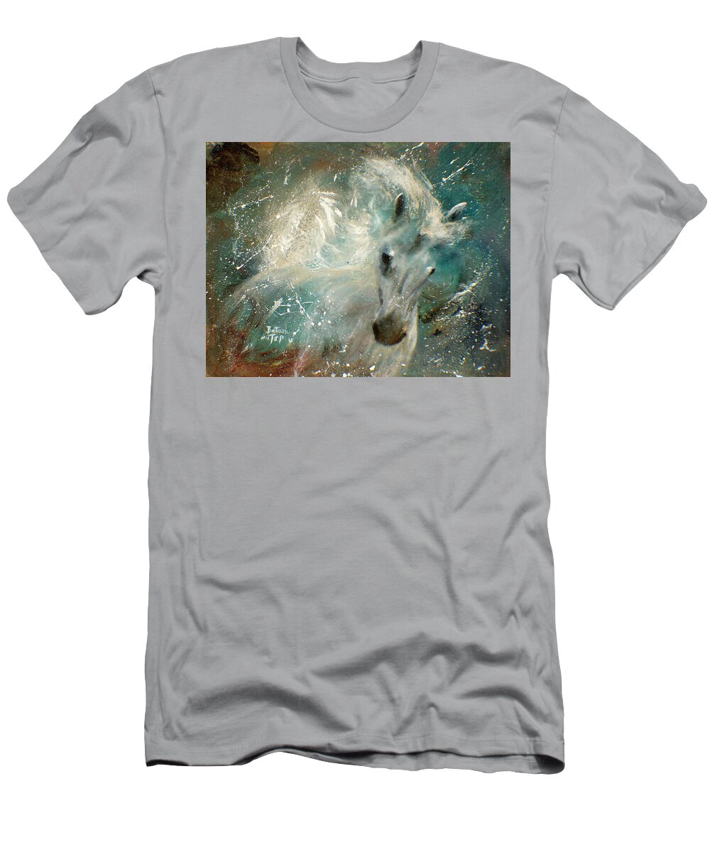 Horse Paintings T-Shirt featuring the painting Poseiden's Thunder by Barbie Batson