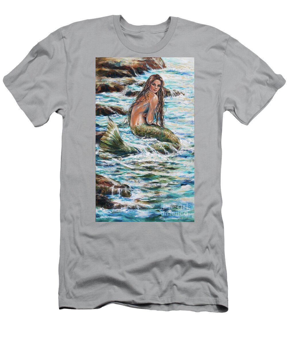 Mermaid T-Shirt featuring the painting Tidepool by Linda Olsen