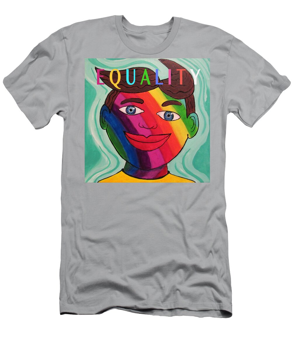 Rainbow T-Shirt featuring the painting Tillie for Equality by Patricia Arroyo