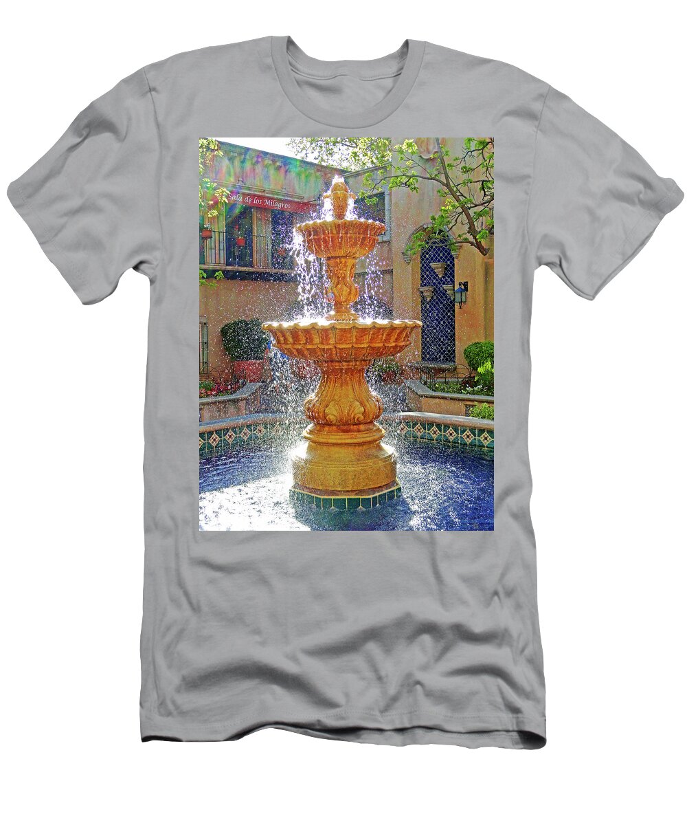 Tlaquepaque T-Shirt featuring the photograph Tlaquepaque Fountain in Sunlight by Robert Meyers-Lussier