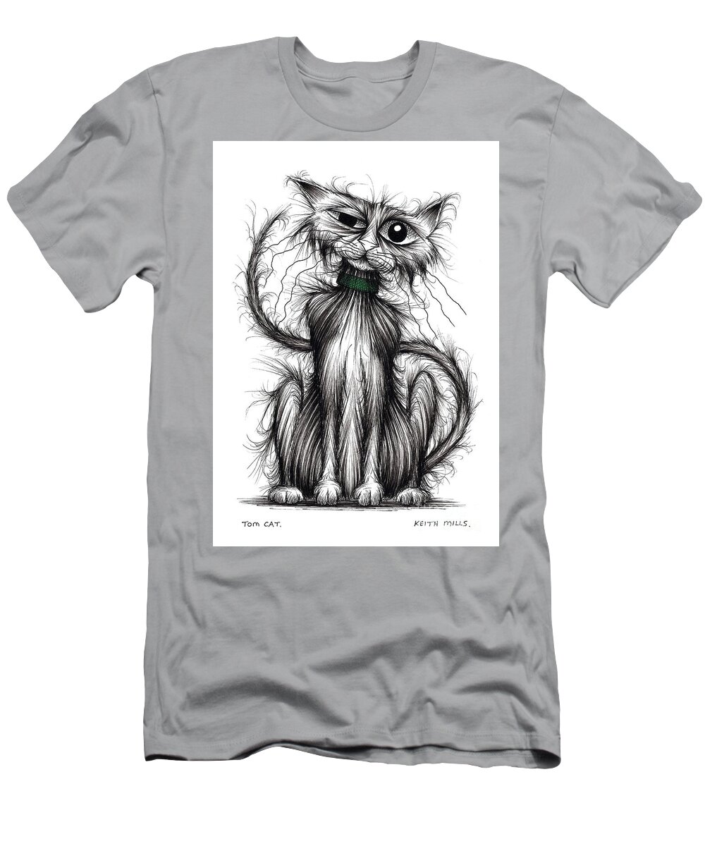 Tom Cat T-Shirt featuring the drawing Tom cat by Keith Mills