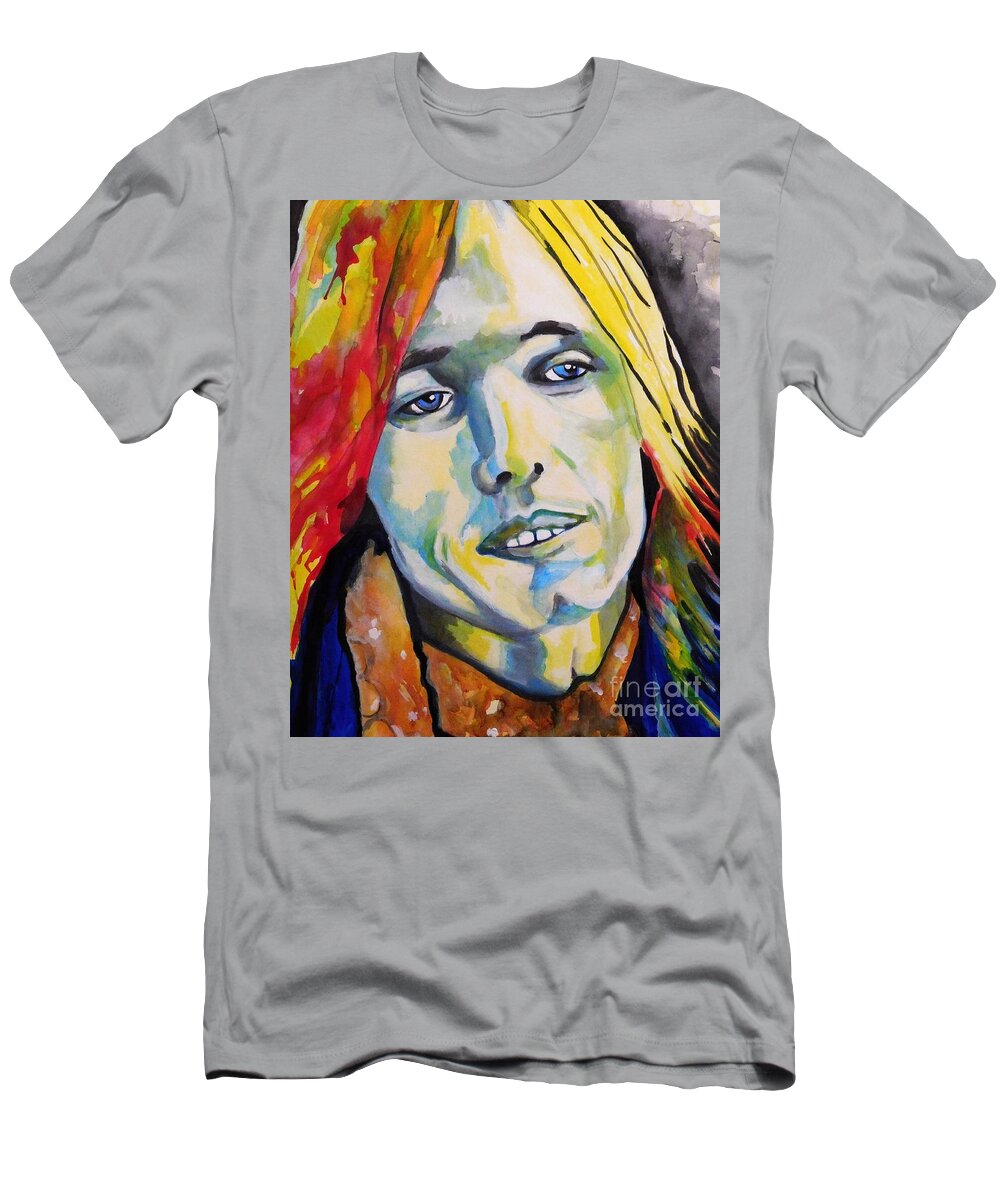 Acrylic Ink T-Shirt featuring the painting Tom Petty by Chrisann Ellis