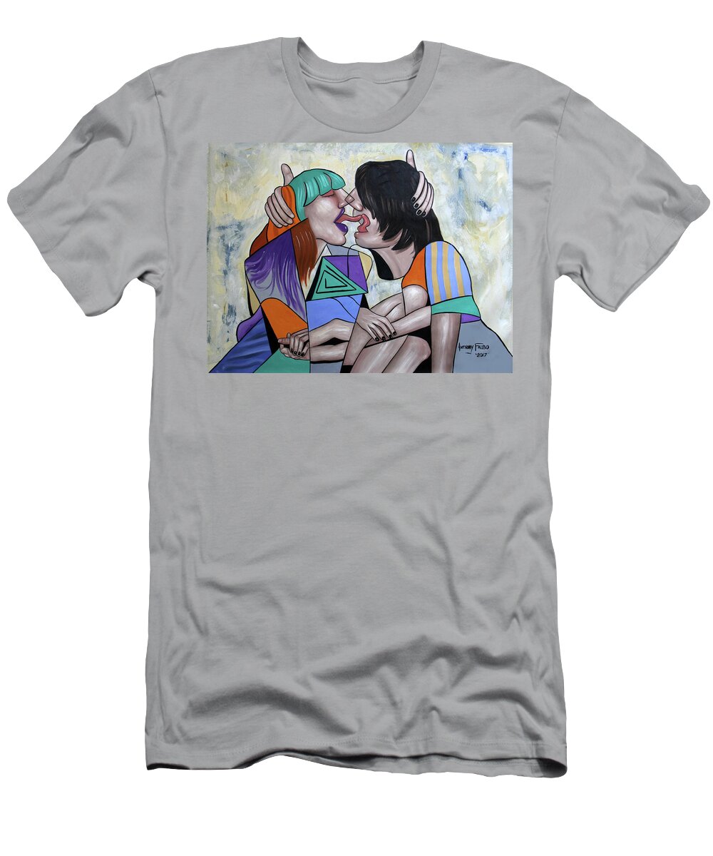 Abstract T-Shirt featuring the painting Tongue Aerobics by Anthony Falbo