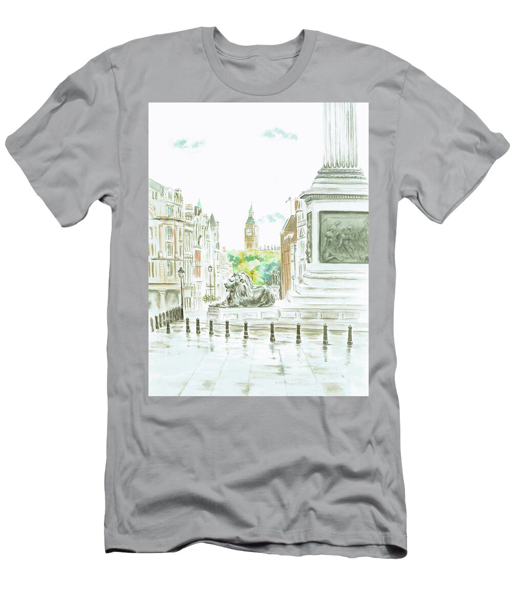London T-Shirt featuring the painting Trafalgar Square by Elizabeth Lock