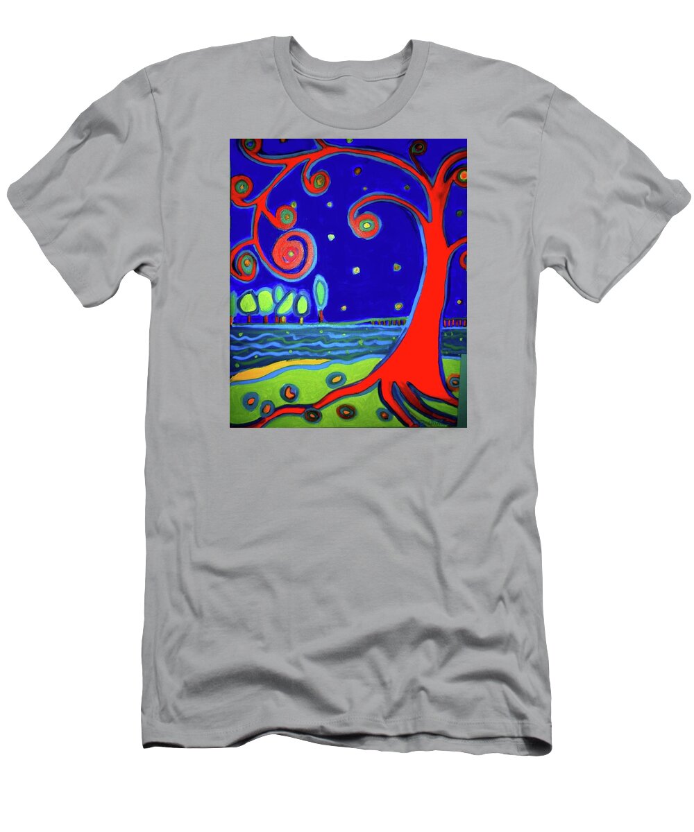 Manchester-by-the-sea T-Shirt featuring the painting Tree of Life Manchester-by-the-sea by Debra Bretton Robinson