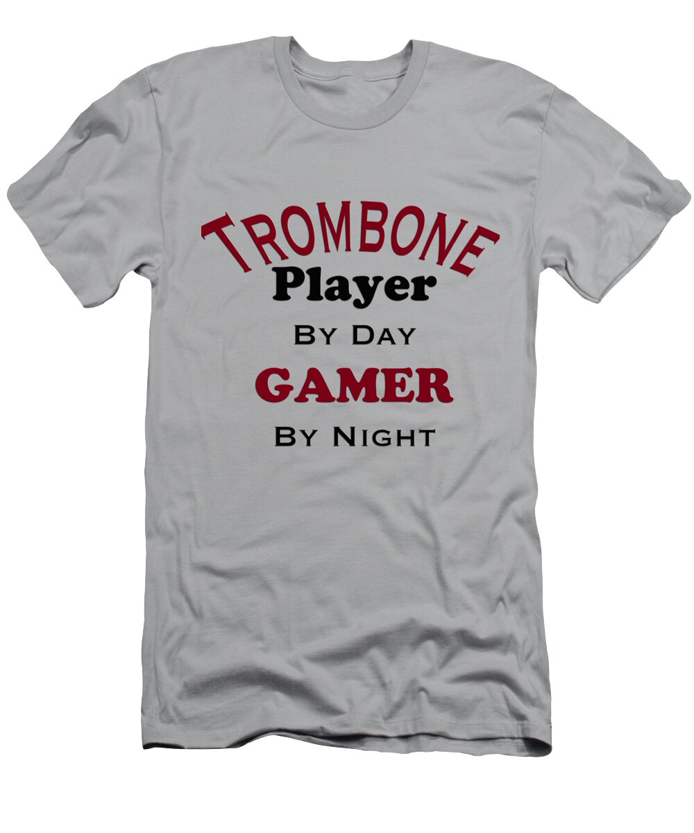 Trombone Player By Day Gamer By Night; Trombone; Orchestra; Band; Jazz; Trombone Tromboneian; Instrument; Fine Art Prints; Photograph; Wall Art; Business Art; Picture; Play; Student; M K Miller; Mac Miller; Mac K Miller Iii; Tyler; Texas; T-shirts; Tote Bags; Duvet Covers; Throw Pillows; Shower Curtains; Art Prints; Framed Prints; Canvas Prints; Acrylic Prints; Metal Prints; Greeting Cards; T Shirts; Tshirts T-Shirt featuring the photograph Trombone Player By Day Gamer By Night 5626.02 by M K Miller