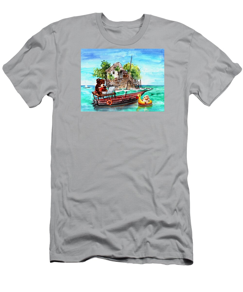 Animals T-Shirt featuring the painting Truffle McFurry And Mary In Zanzibar by Miki De Goodaboom