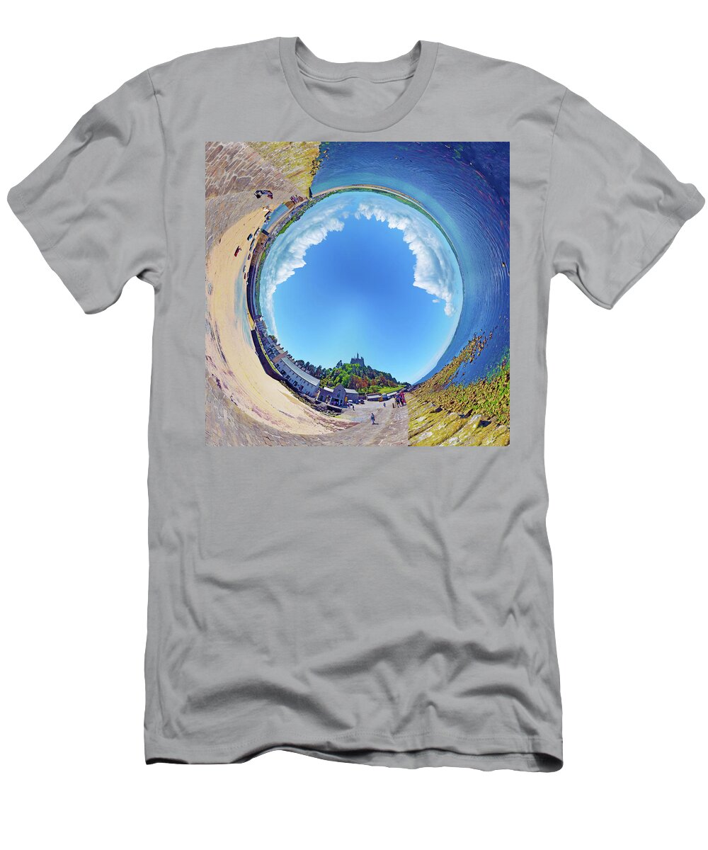 Panorama T-Shirt featuring the photograph Tubular Panorama St. Michael's Mount by Frans Blok