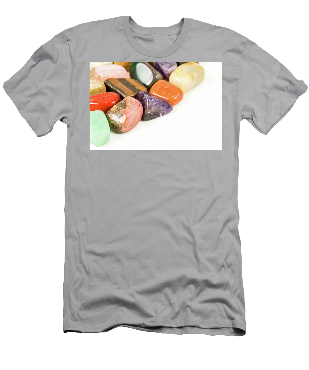 Aventurine T-Shirt featuring the photograph Tumbled Stones For Crystal Therapy Treatments And Reiki by Henning Marquardt