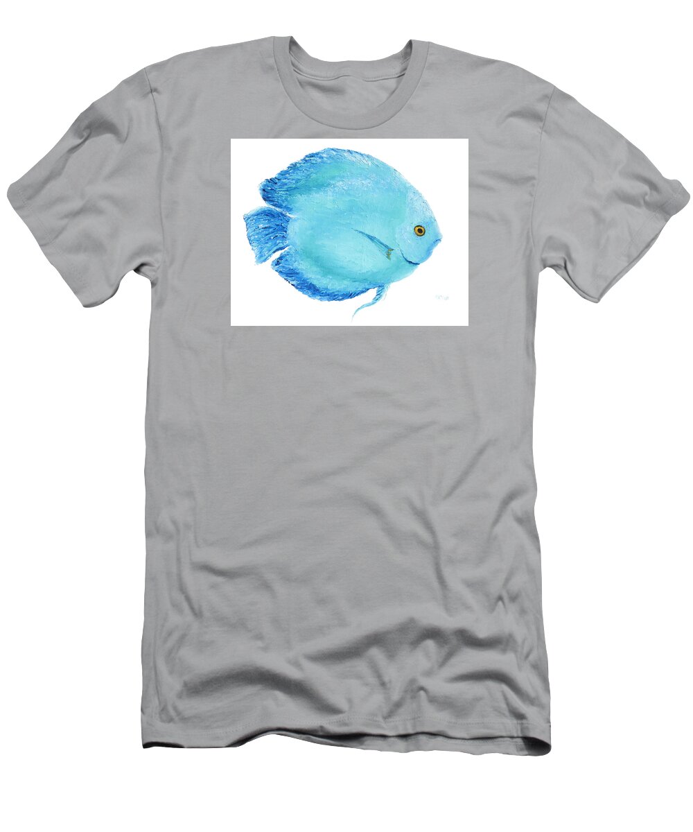 Fish T-Shirt featuring the painting Turquoise Fish painting by Jan Matson