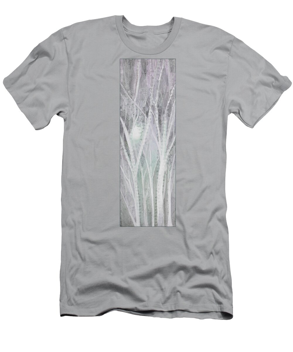 Trees T-Shirt featuring the painting Twilight In Gray I by Shadia Derbyshire
