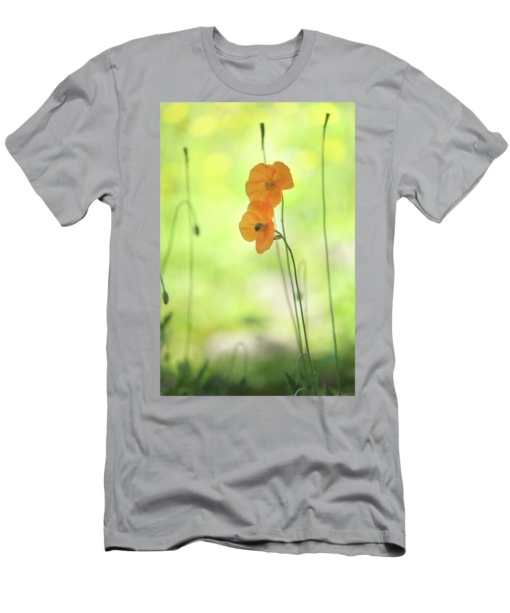 Jenny Rainbow Fine Art Photography T-Shirt featuring the photograph Twins. Orange Poppies by Jenny Rainbow