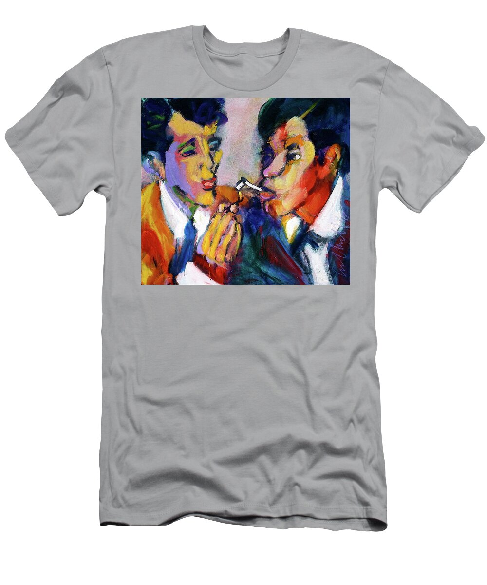 Portraits T-Shirt featuring the painting Two Men On A Match by Les Leffingwell