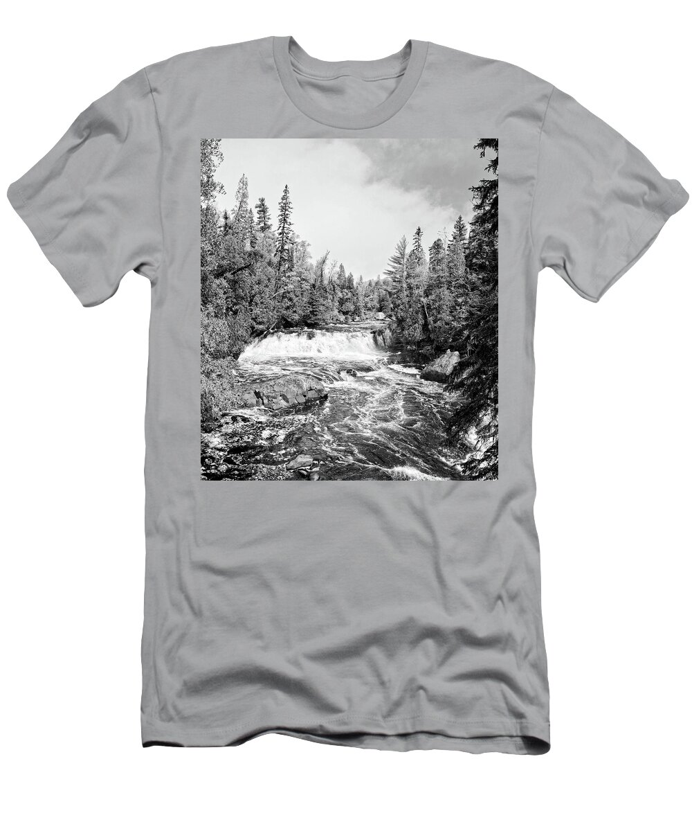 Nature T-Shirt featuring the photograph Two Step Falls bnw by Bonfire Photography