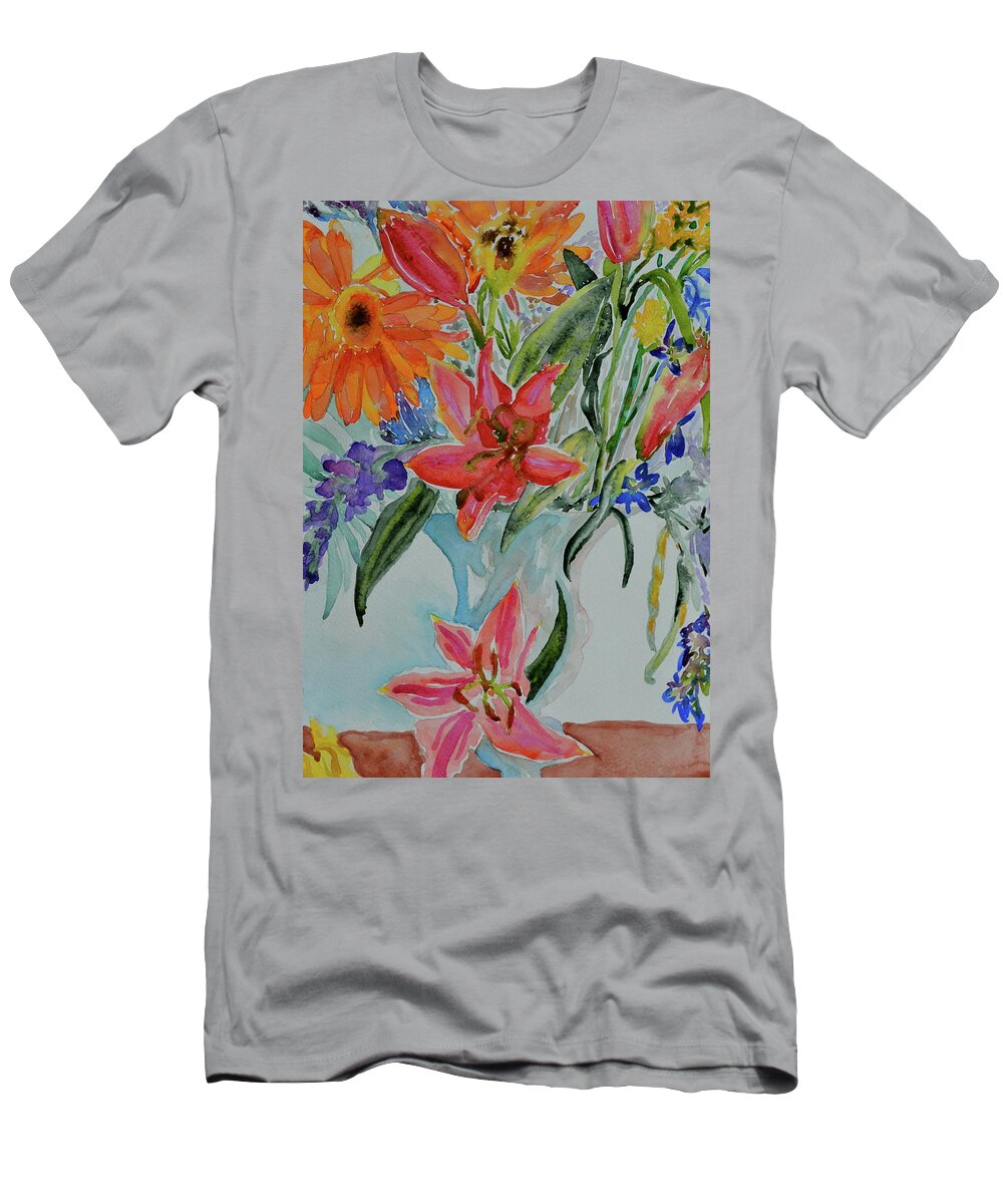 Bouquet T-Shirt featuring the painting Uncontainable by Beverley Harper Tinsley
