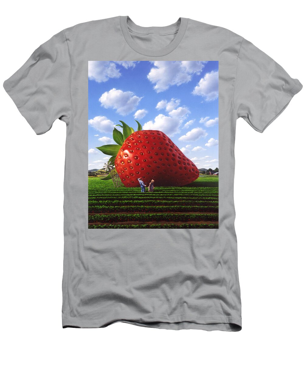 Strawberry T-Shirt featuring the painting Unexpected Growth by Jerry LoFaro