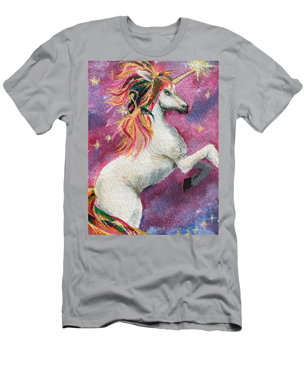 Unicorn T-Shirt featuring the painting Unicorn Magic by Deborah Naves