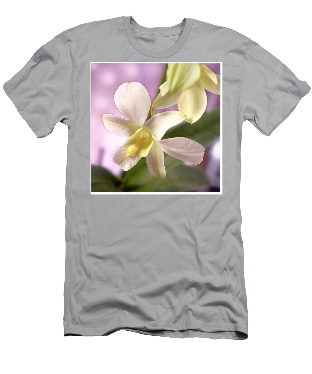 White Flower T-Shirt featuring the photograph Unique White Orchid by Mike McGlothlen