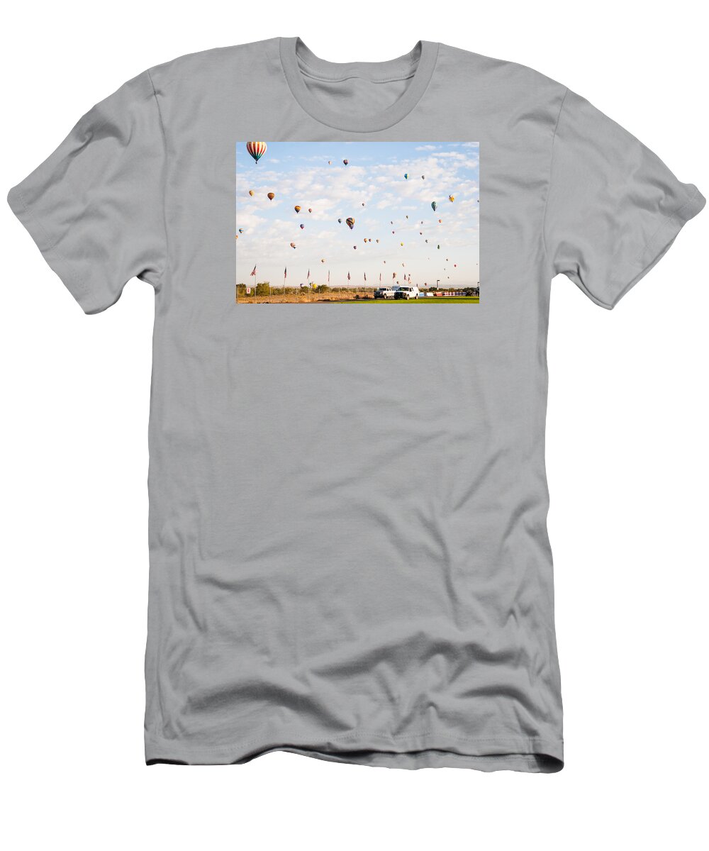 Hot Air Balloons T-Shirt featuring the photograph Up And Away by Charles McCleanon