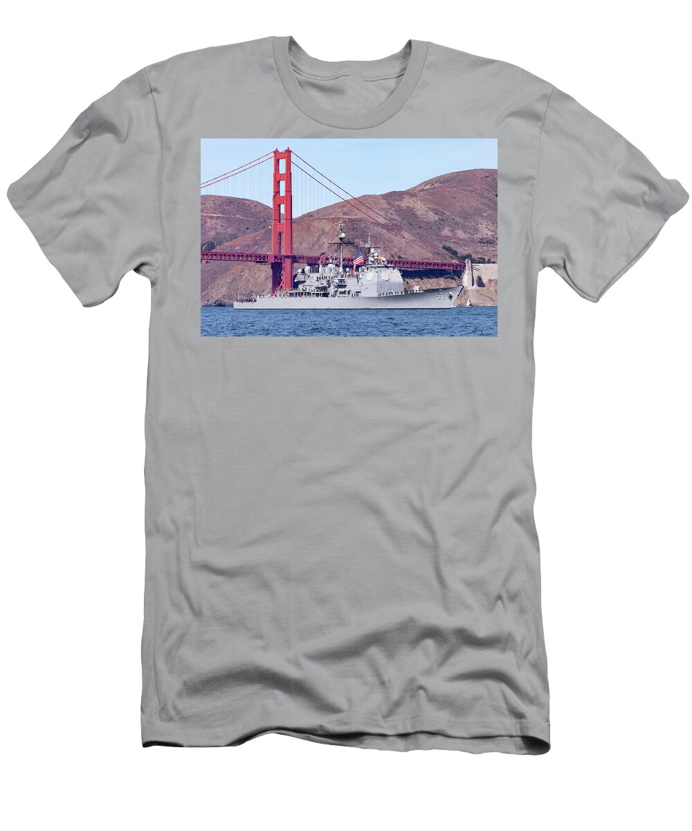 Mobile Bay T-Shirt featuring the photograph USS Mobile Bay CG 53 by Rick Pisio