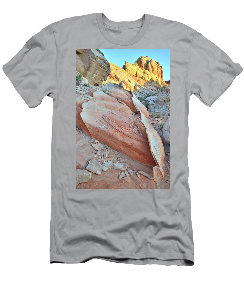 Valley Of Fire State Park T-Shirt featuring the photograph Valley of Fire Sunrise on Golden Domes by Ray Mathis