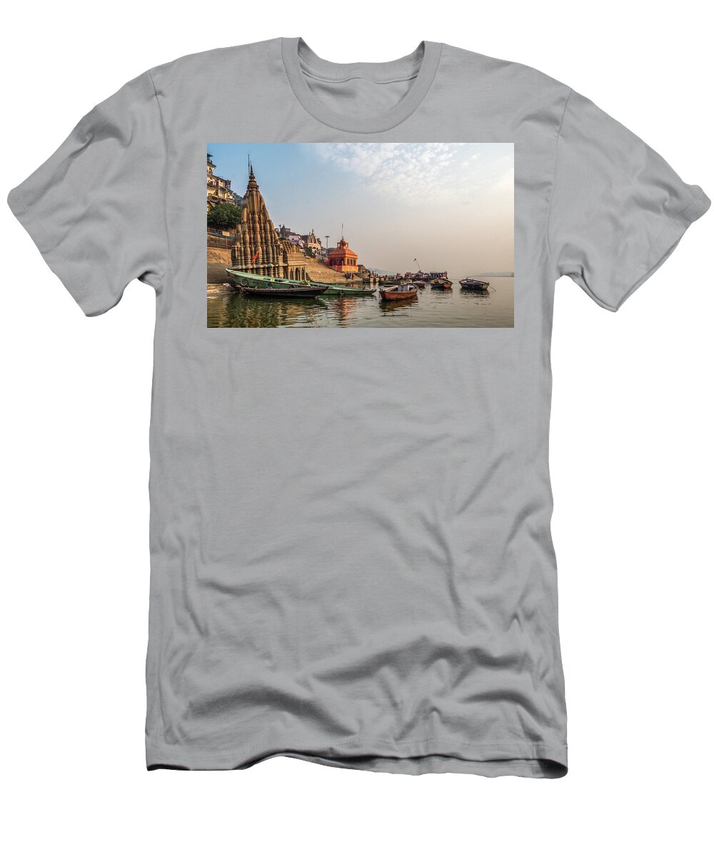 Asia T-Shirt featuring the photograph On the river Ganges. by Usha Peddamatham