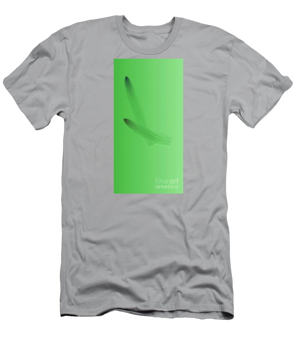 Green T-Shirt featuring the painting Verdpen by Matteo TOTARO