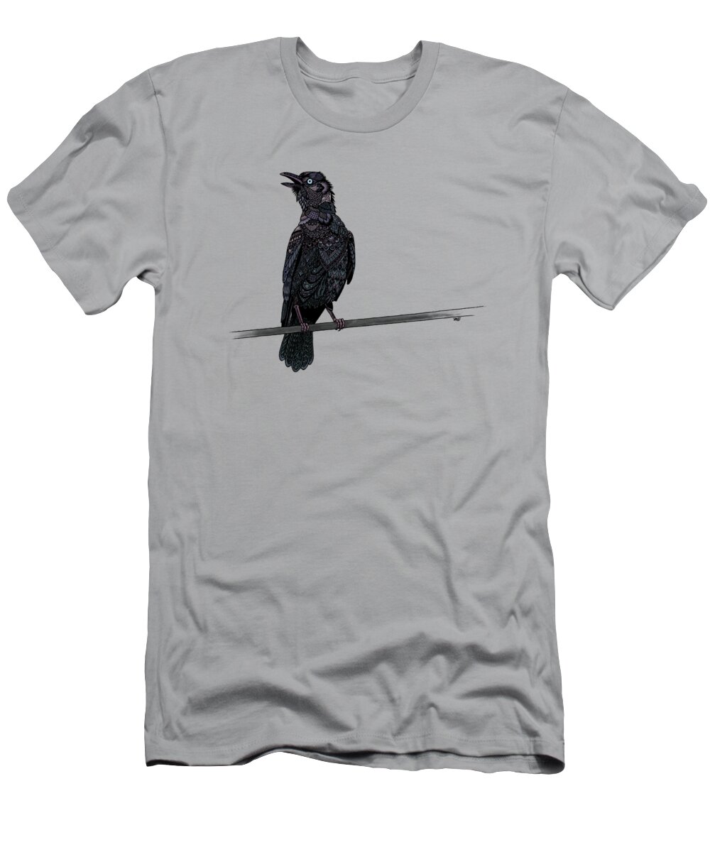 Animal T-Shirt featuring the drawing Verklempt Crow by ZH Field