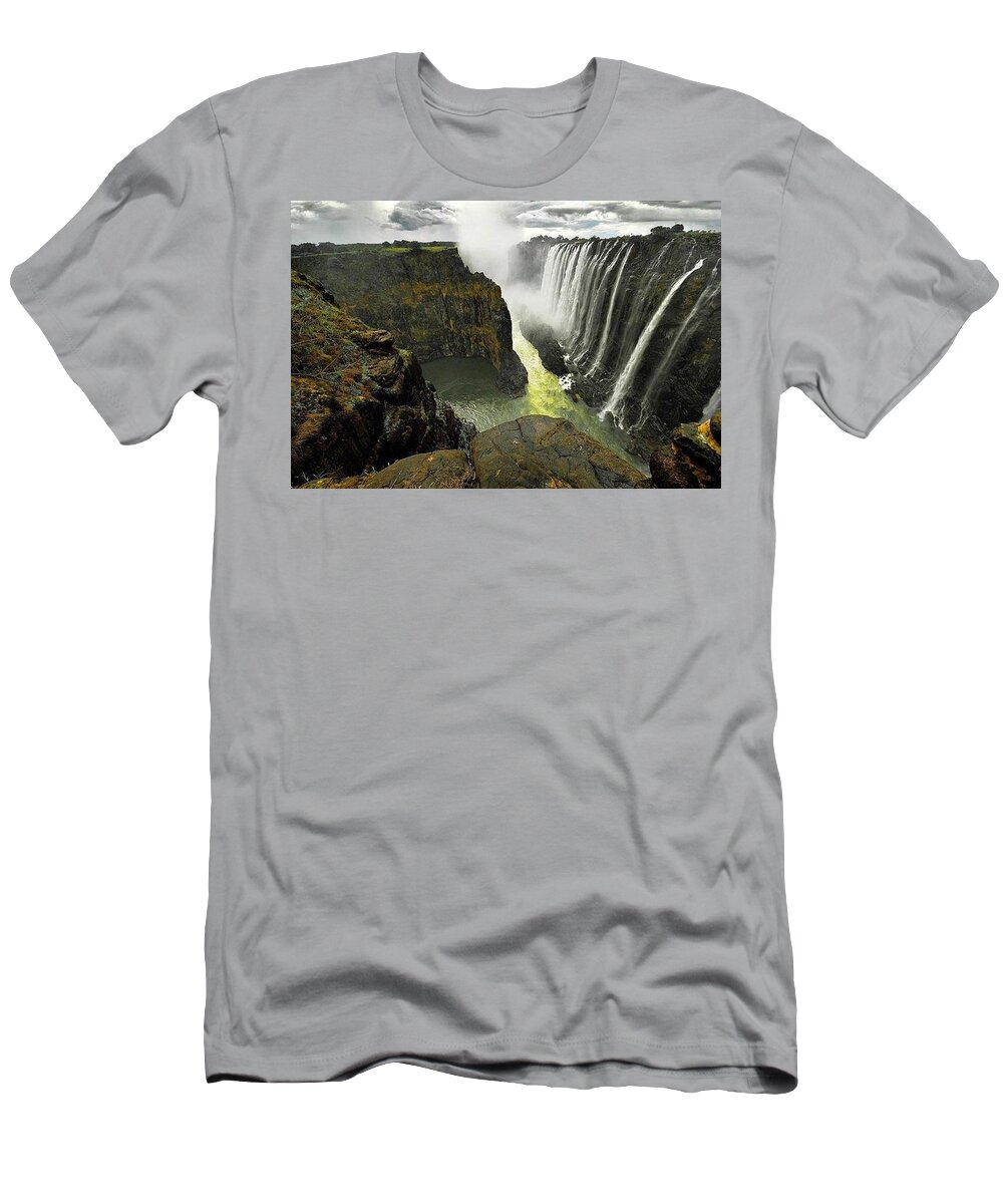 Victoria Falls T-Shirt featuring the photograph Victoria Falls Zambia and Zimbabwe by Andy Bucaille