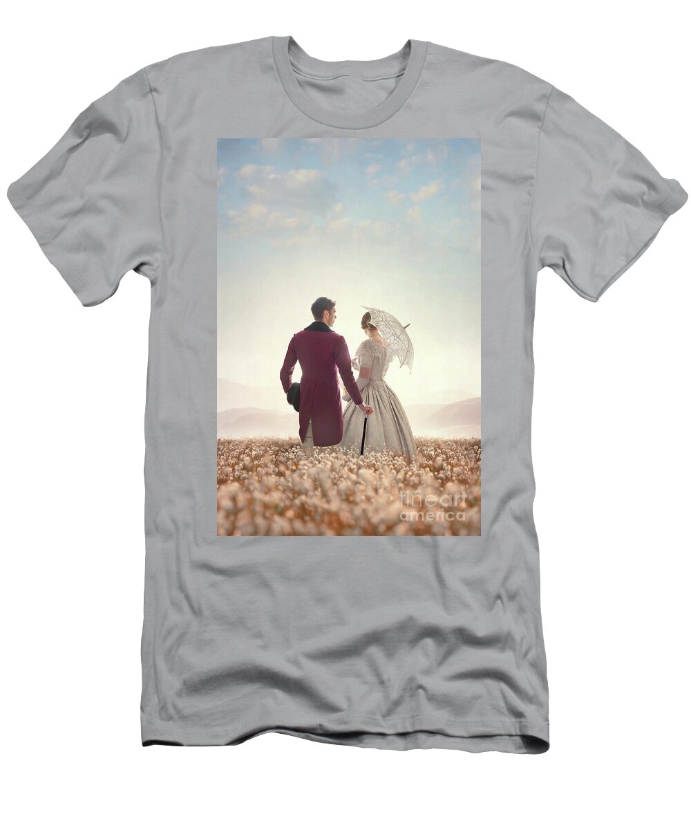 Victorian T-Shirt featuring the photograph Victorian Couple Standing In A Meadow by Lee Avison