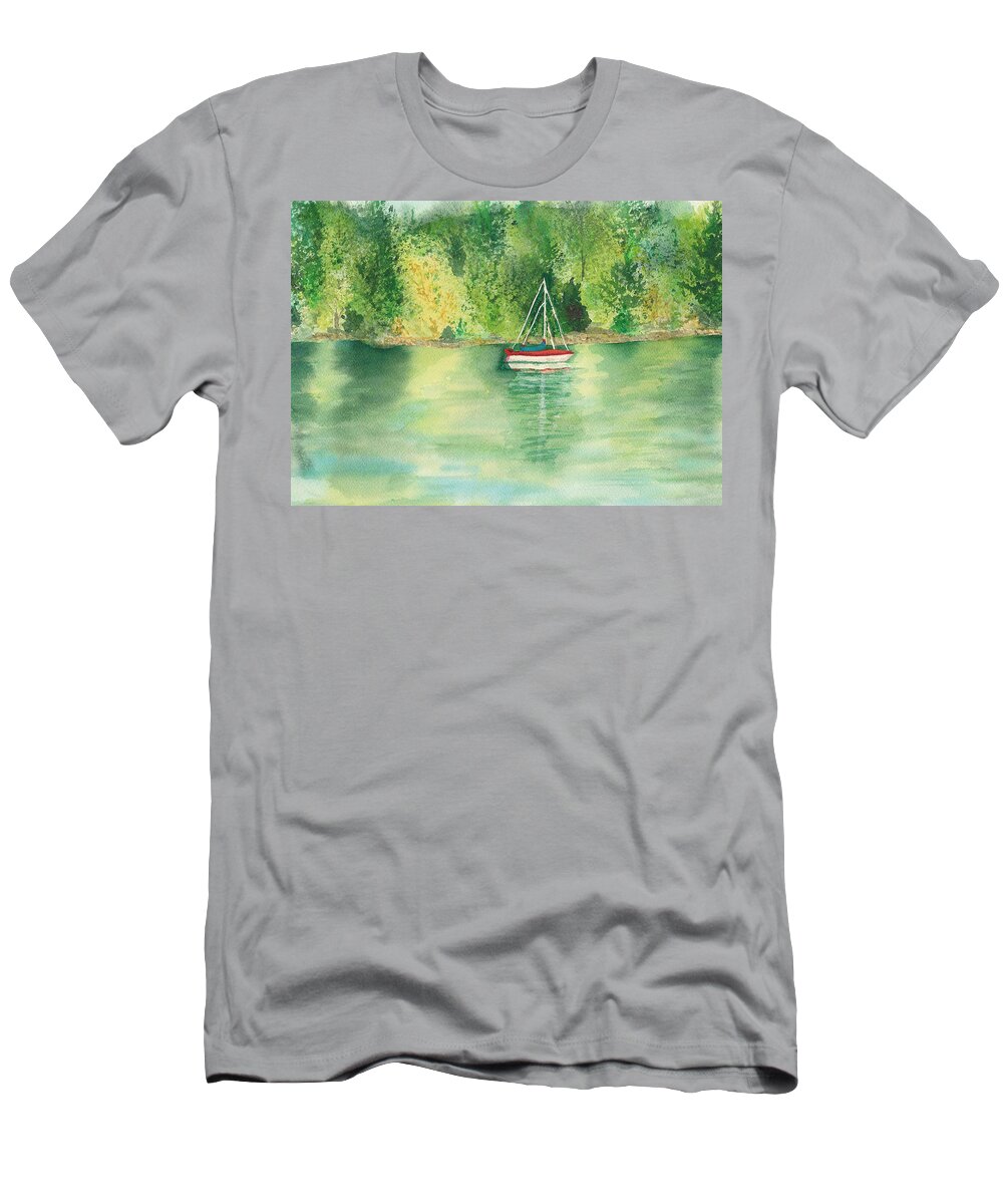 Millbay T-Shirt featuring the painting View from Millbay Ferry by Vicki Housel
