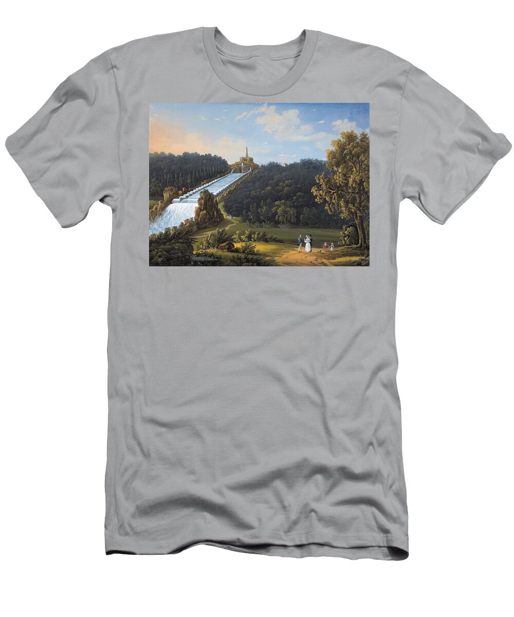 J. H. Martens T-Shirt featuring the painting Views of the Bergpark Wilhelmshohe by MotionAge Designs