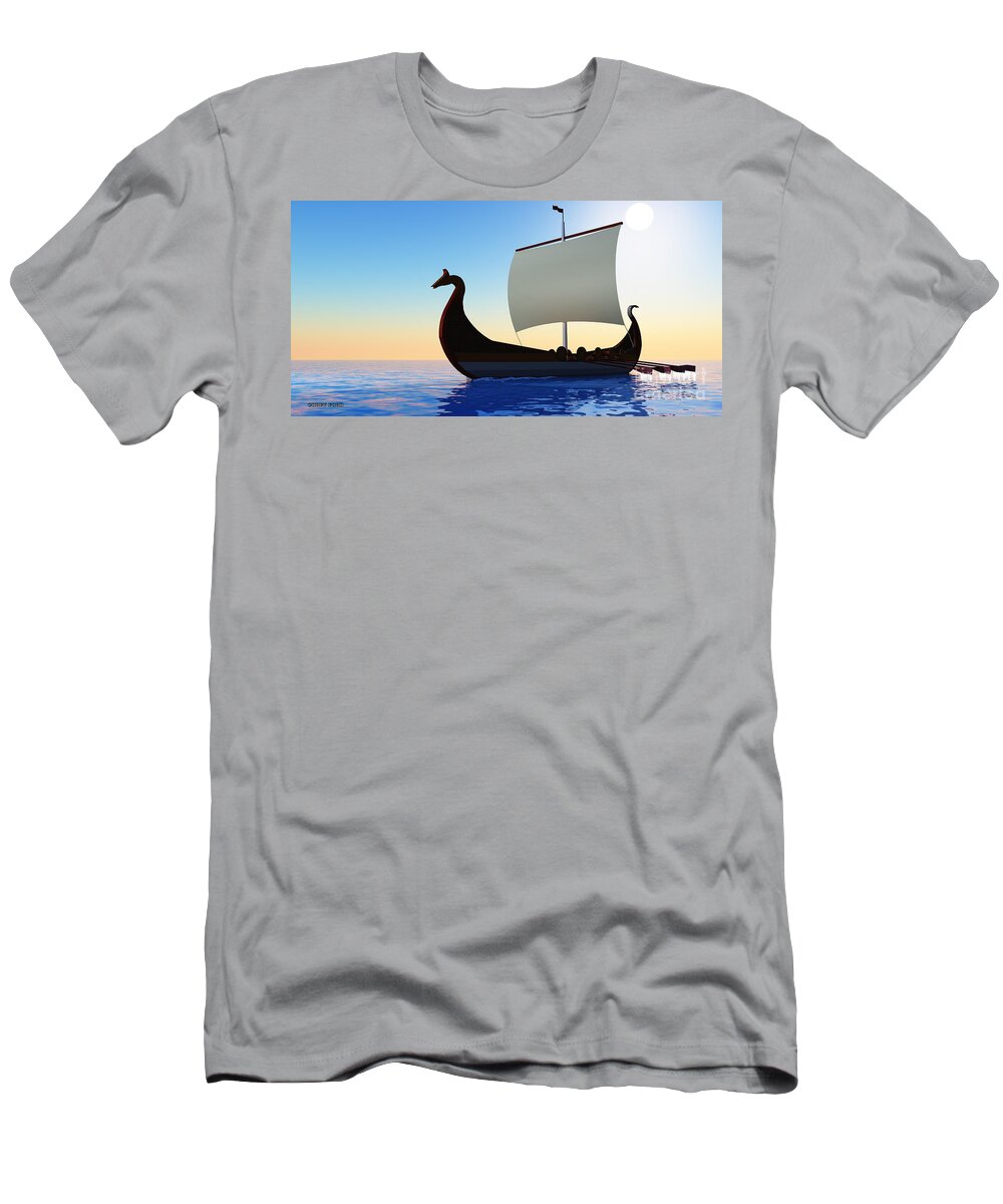 Viking T-Shirt featuring the painting Viking Voyage by Corey Ford