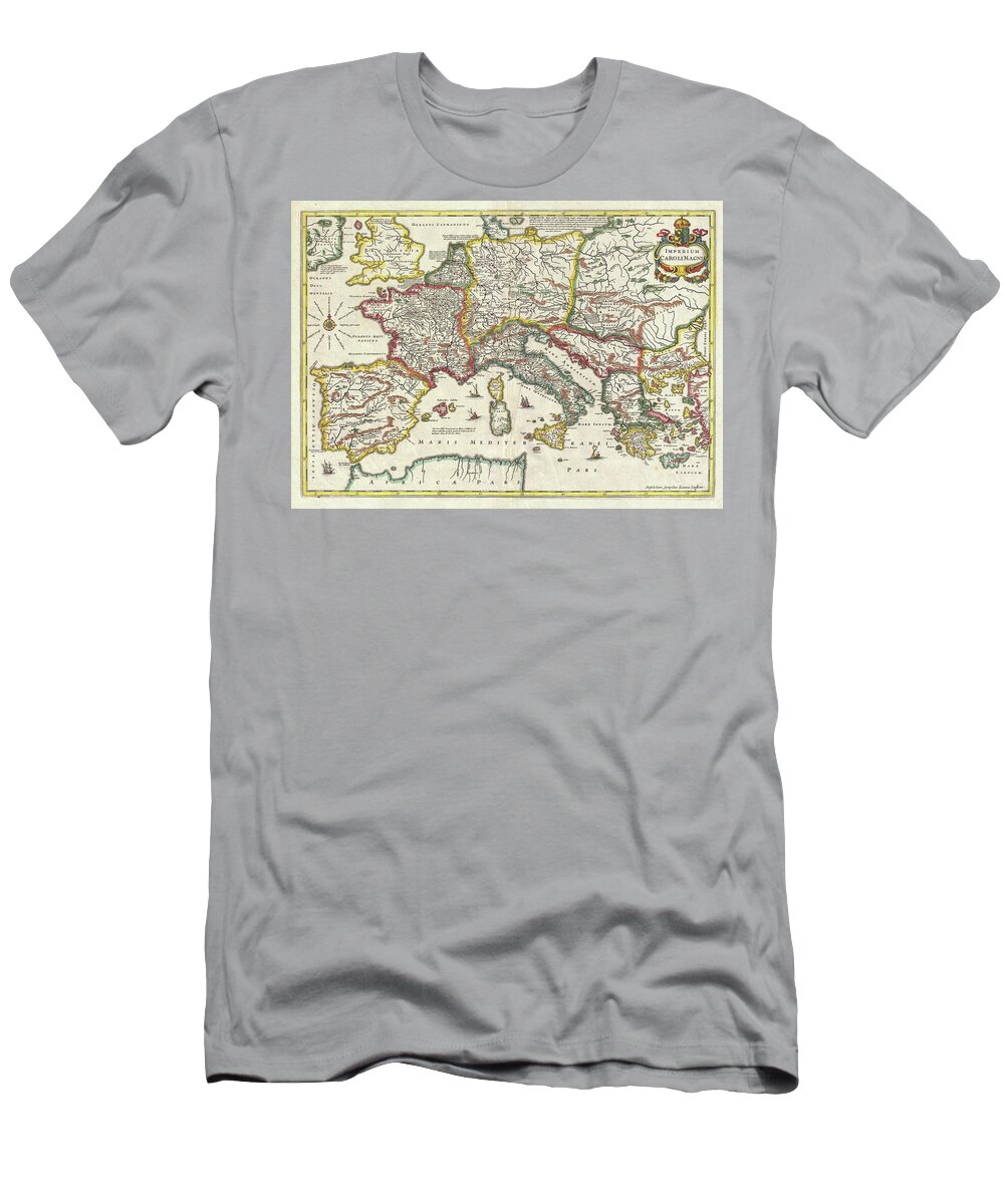 Vintage Map of - 1657 T-Shirt by CartographyAssociates - Pixels