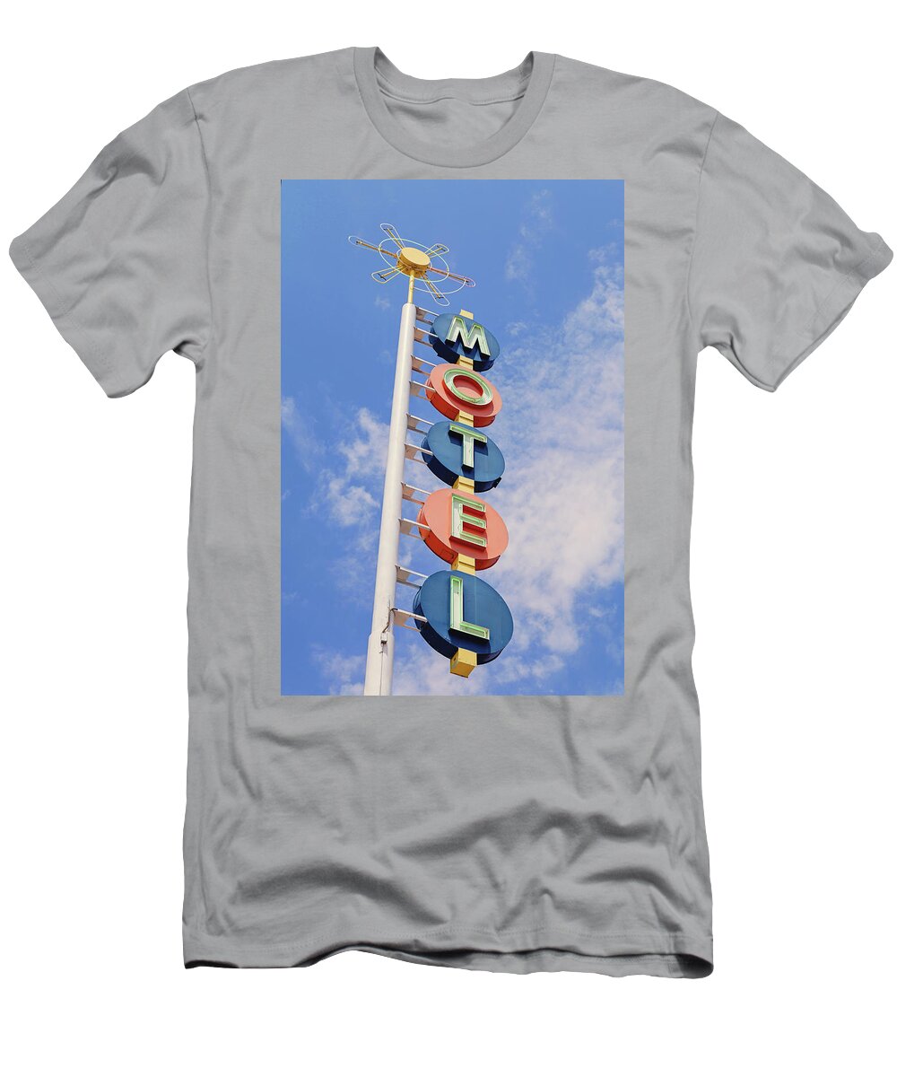 Vintage Motel Sign T-Shirt featuring the photograph Vintage Motel by Melanie Alexandra Price