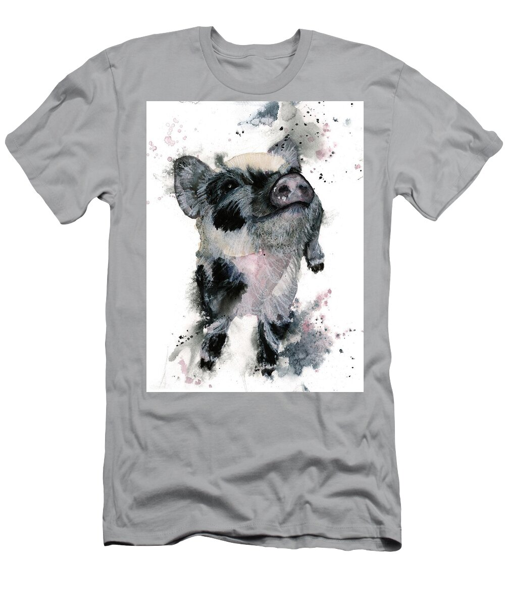 Pig T-Shirt featuring the painting Violet by Gina Rossi armfield