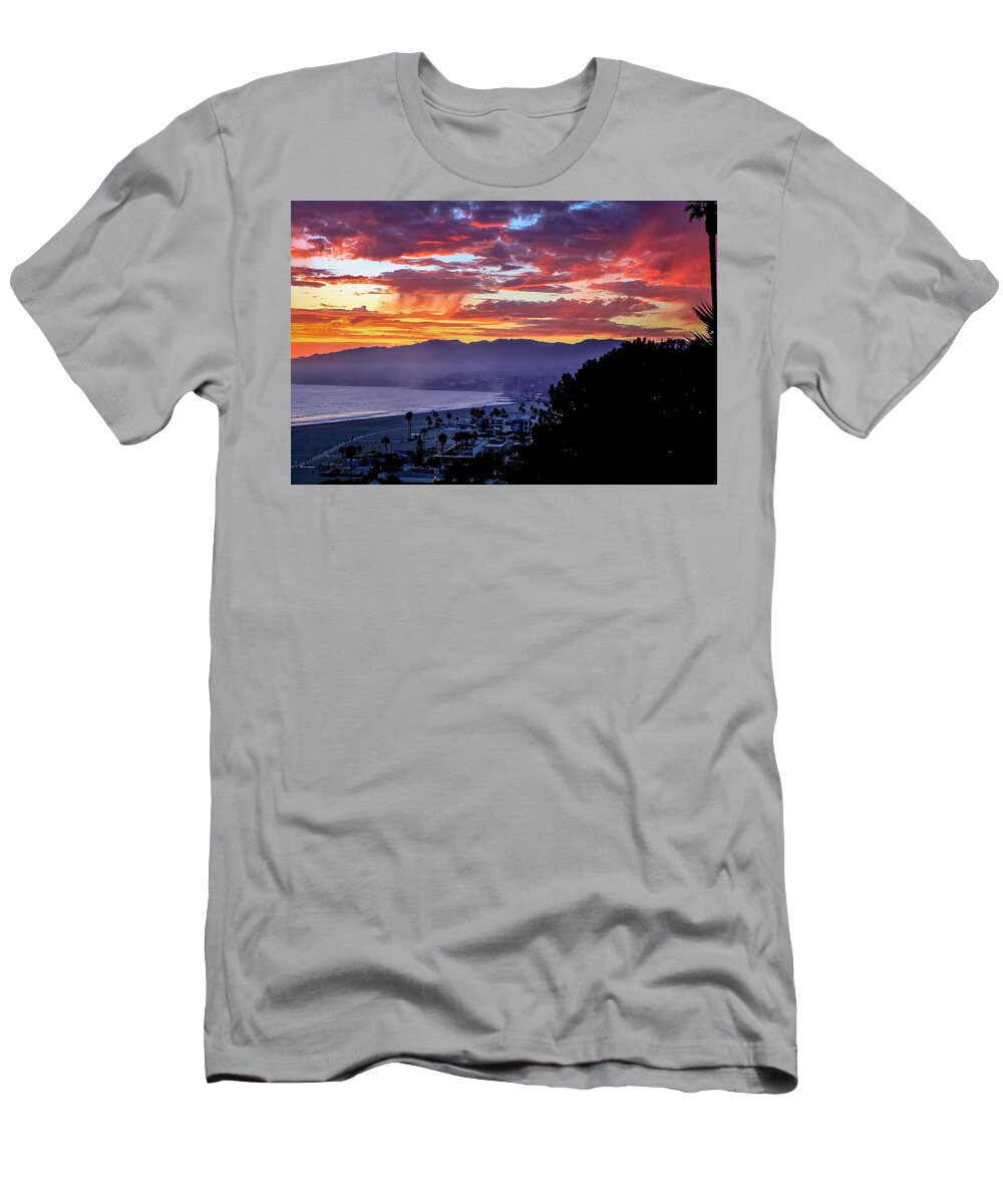 Sunset T-Shirt featuring the photograph Virga Sunset Over Malibu by Gene Parks