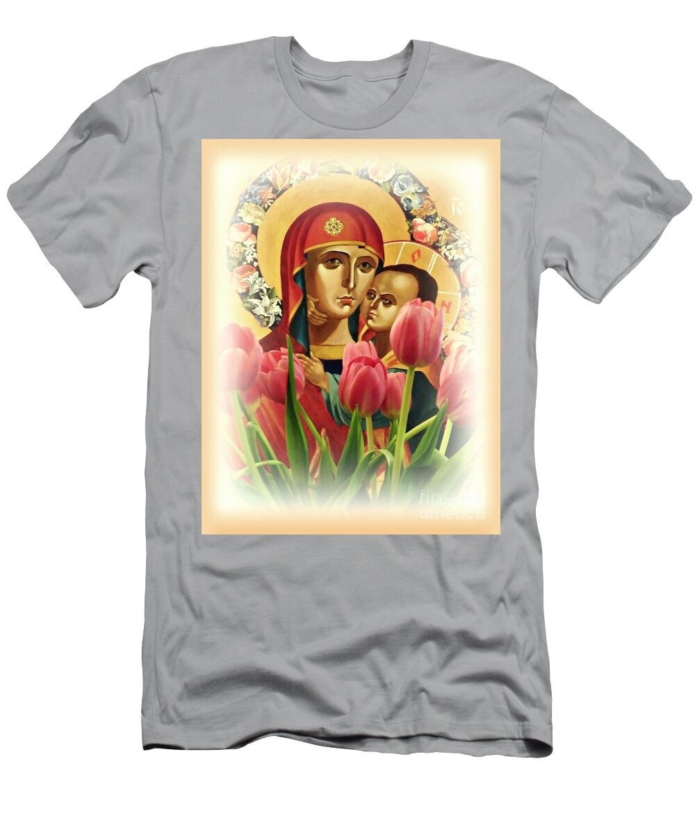 Icon T-Shirt featuring the photograph Virgin Mary and Tulips   by Sarah Loft