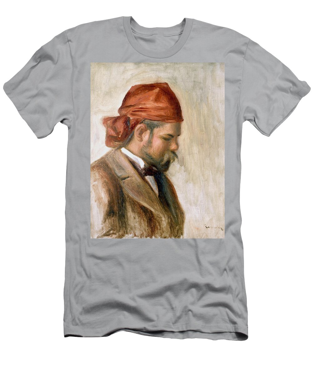 French Art T-Shirt featuring the painting Vollard with a Red Scarf by Auguste Renoir