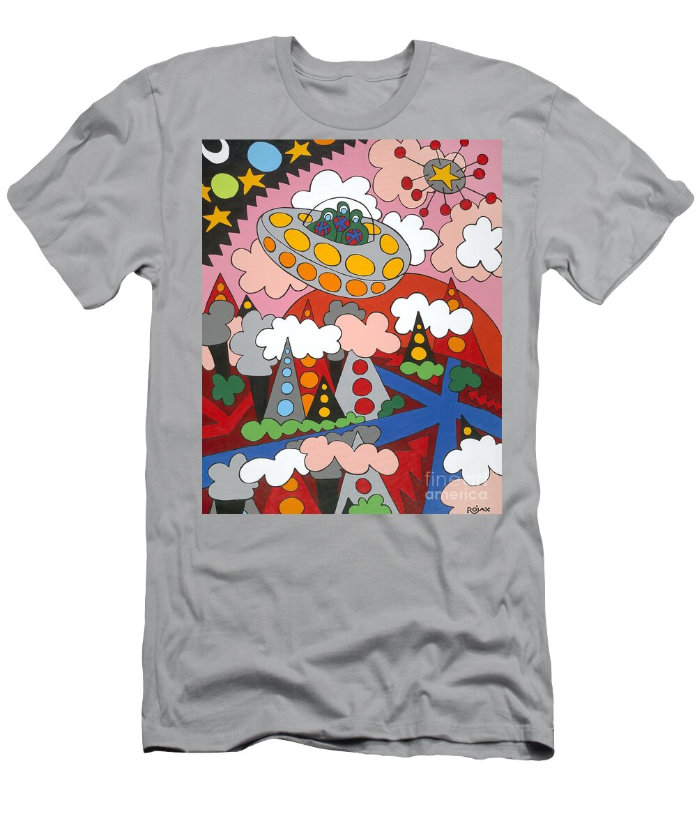 Spaceship T-Shirt featuring the painting Voyager by Rojax Art